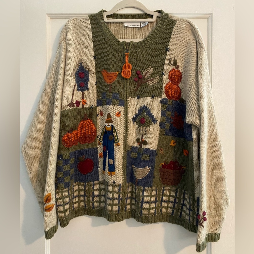 🍁Vintage Croft & Barrow Fall PSL Pumpkin Zipper Harvest Sweater Size XL🍁